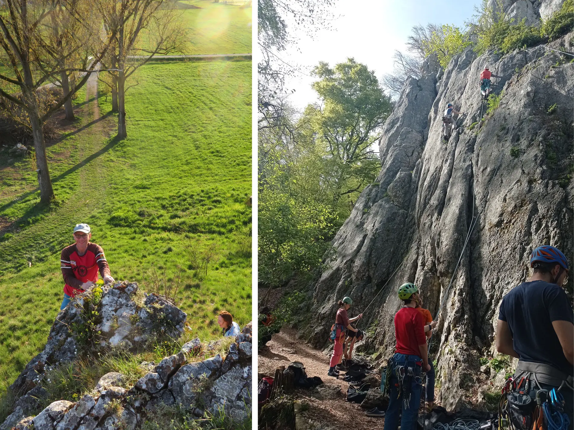 Gruppe von Menschen beim Klettern im Altmuehltal | © DAV Heilbronn