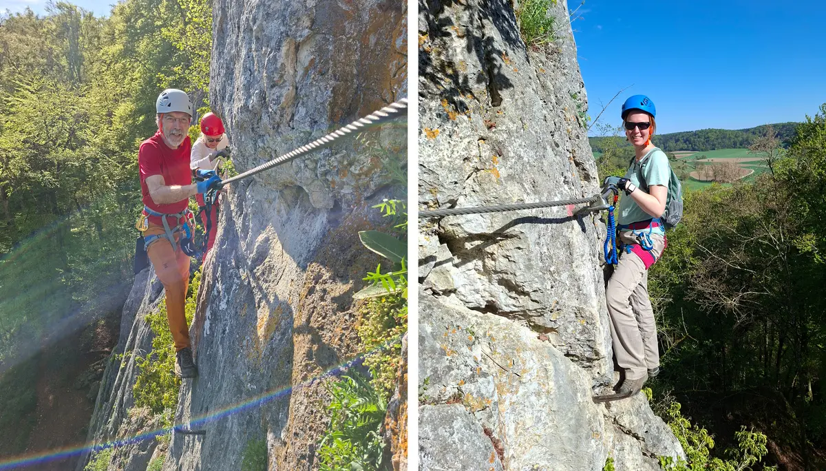 Frau und Mann beim Klettern im Altmuehltal | © DAV Heilbronn
