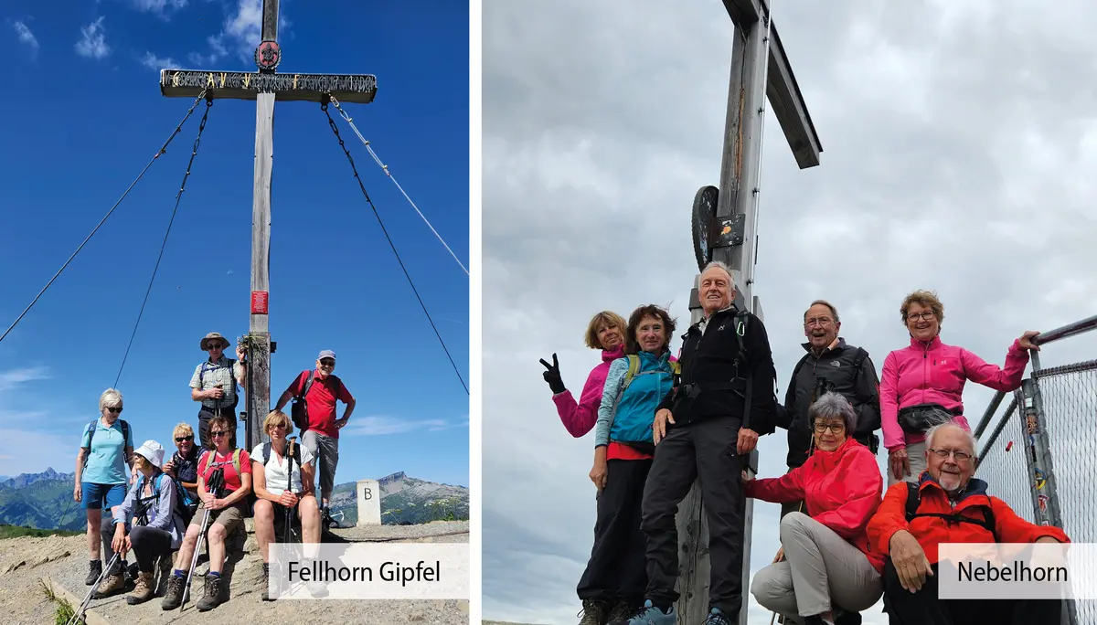 2 Bilder am Gipfel - Wandergruppe am Fellhorn und am Nebelhorn | © DAV Heilbronn