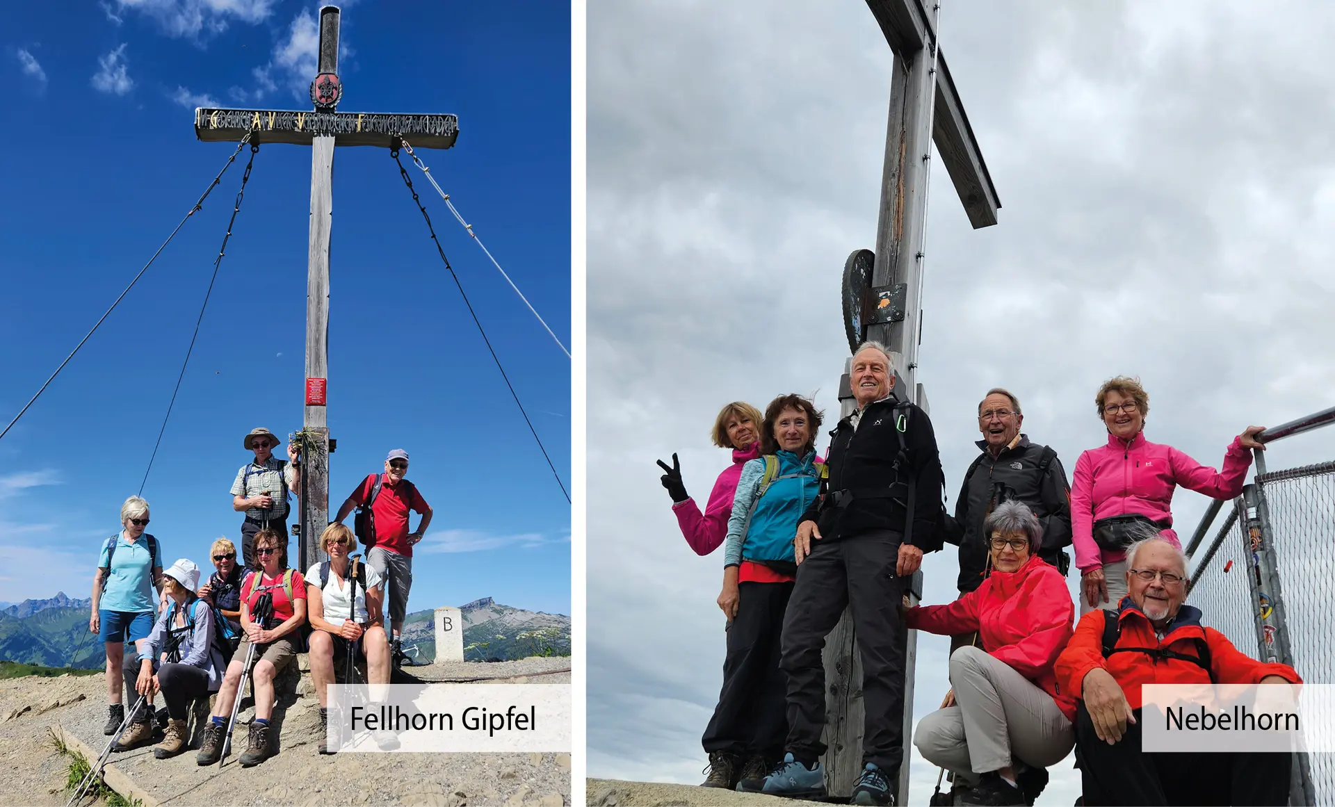 2 Bilder am Gipfel - Wandergruppe am Fellhorn und am Nebelhorn | © DAV Heilbronn