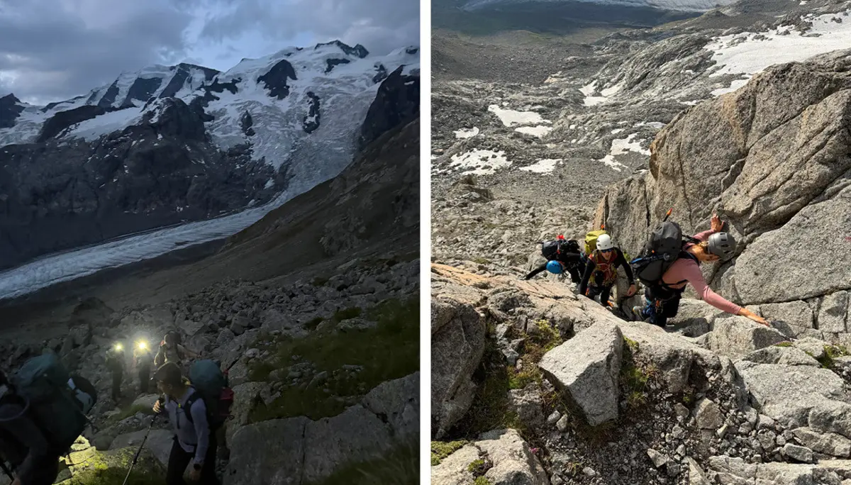 Hochtourengruppe beim Wandern im alpinen Gelände | © DAV Heilbronn