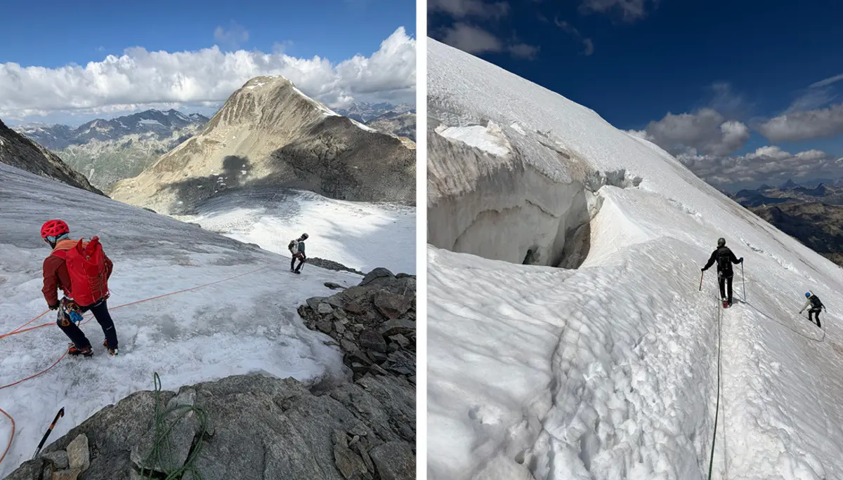 Hochtourengruppe beim Wandern im alpinen Gelände mit Schnee | © DAV Heilbronn