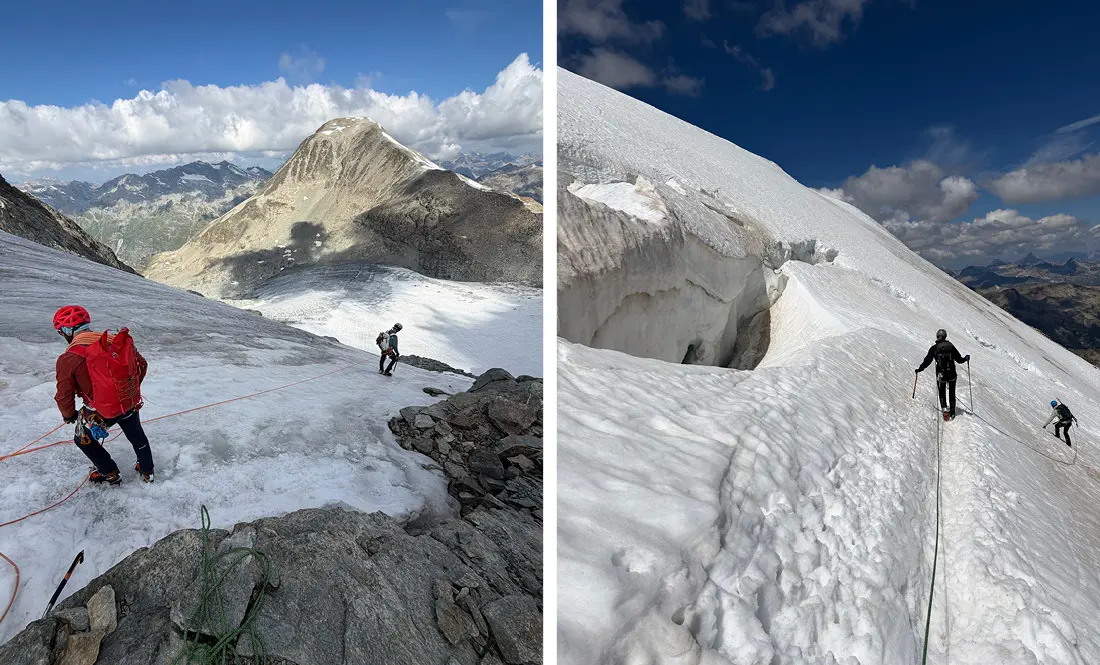 Hochtourengruppe beim Wandern im alpinen Gelände mit Schnee | © DAV Heilbronn