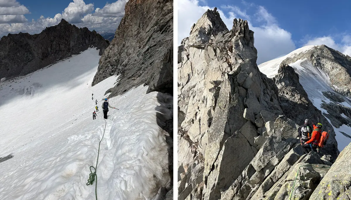 Hochtourengruppe beim Wandern im alpinen Gelände | © DAV Heilbronn
